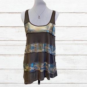 ELLA MOSS camo sequined tank top